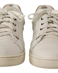 Dolce & Gabbana White Leather Heart Low Top Casual Sneakers Shoes