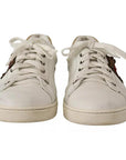 Dolce & Gabbana White Leather Heart Low Top Casual Sneakers Shoes