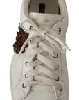 Dolce & Gabbana White Leather Heart Low Top Casual Sneakers Shoes