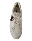 Dolce & Gabbana White Leather Heart Low Top Casual Sneakers Shoes