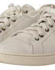 Dolce & Gabbana White Leather Heart Low Top Casual Sneakers Shoes