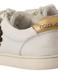 Dolce & Gabbana White Leather Heart Low Top Casual Sneakers Shoes