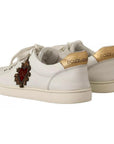 Dolce & Gabbana White Leather Heart Low Top Casual Sneakers Shoes