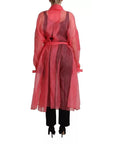 Dolce & Gabbana Pink Silk Organza Belted Coat Jacket