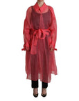 Dolce & Gabbana Pink Silk Organza Belted Coat Jacket