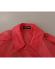 Dolce & Gabbana Pink Silk Organza Belted Coat Jacket