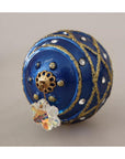 Dolce & Gabbana Gold Brass Blue Christmas Ball Crystal Hook Jewelry Earrings