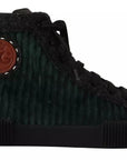 Dolce & Gabbana Green Corduroy High Tops Sneakers Mens Casual Shoes