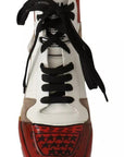 Dolce & Gabbana Red White Beige Leather High Tops Sneakers Shoes