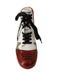Dolce & Gabbana Red White Beige Leather High Tops Sneakers Shoes