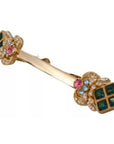 Dolce & Gabbana Gold Plated 925 Sterling Silver Crystal Collar Stop Brooch