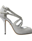 Dolce & Gabbana Silver Shimmers Sandals Heel Pumps Shoes