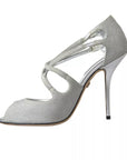 Dolce & Gabbana Silver Shimmers Sandals Heel Pumps Shoes
