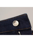 Dolce & Gabbana Dark Blue Embellished Denim Hot Pants Shorts