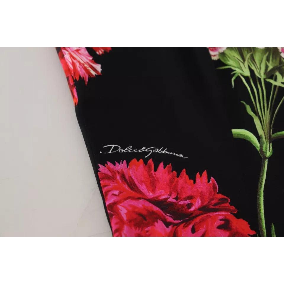 Dolce & Gabbana Black Floral Sleeveless Tank Top Silk Blouse