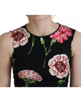 Dolce & Gabbana Black Floral Sleeveless Tank Top Silk Blouse