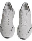 Dolce & Gabbana White Silver DAYMASTER Leather Sneakers Men Shoes