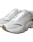 Dolce & Gabbana White Gold DAYMASTER Leather Sneakers Men Shoes