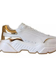 Dolce & Gabbana White Gold DAYMASTER Leather Sneakers Men Shoes