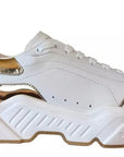 Dolce & Gabbana White Gold DAYMASTER Leather Sneakers Men Shoes