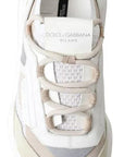Dolce & Gabbana White Beige Leather Sport DAYMASTER Shoes Sneakers