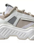 Dolce & Gabbana White Beige Leather Sport DAYMASTER Shoes Sneakers