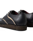 Dolce & Gabbana Black Leather Beige Derby Dress Shoes