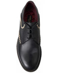 Dolce & Gabbana Black Leather Beige Derby Dress Shoes