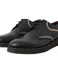 Dolce & Gabbana Black Leather Beige Derby Dress Shoes