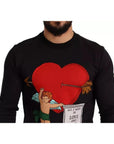 Dolce & Gabbana Black Cupid Print Hoodie Sweatshirt Sweater