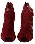 Dolce & Gabbana Red Tulle Ankle Boots Stiletto Heels Shoes