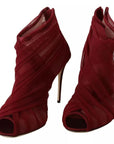 Dolce & Gabbana Red Tulle Ankle Boots Stiletto Heels Shoes