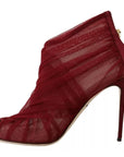 Dolce & Gabbana Red Tulle Ankle Boots Stiletto Heels Shoes