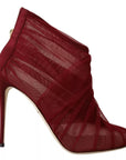Dolce & Gabbana Red Tulle Ankle Boots Stiletto Heels Shoes