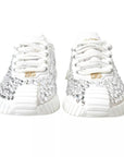 Dolce & Gabbana White NS1 Canvas Leather Embellished Sneakers Shoes