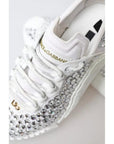 Dolce & Gabbana White NS1 Canvas Leather Embellished Sneakers Shoes