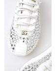 Dolce & Gabbana White NS1 Canvas Leather Embellished Sneakers Shoes