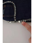 Dolce & Gabbana Blue Denim Stretch Crystal Hot Pants Shorts