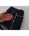 Dolce & Gabbana Blue Denim Stretch Crystal Hot Pants Shorts