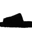 Dolce & Gabbana Black Polyester Faux Fur Mens Flats Sandals Shoes