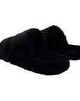 Dolce & Gabbana Black Polyester Faux Fur Mens Flats Sandals Shoes