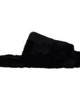 Dolce & Gabbana Black Polyester Faux Fur Mens Flats Sandals Shoes