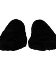 Dolce & Gabbana Black Polyester Faux Fur Mens Flats Sandals Shoes