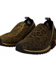 Dolce & Gabbana Gold Glitter Leopard Sorrento Sneakers Shoes