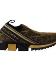 Dolce & Gabbana Gold Glitter Leopard Sorrento Sneakers Shoes