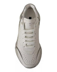 Dolce & Gabbana White Silver Leather Daymaster Sneakers Shoes