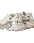 Dolce & Gabbana White Silver Leather Daymaster Sneakers Shoes