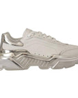 Dolce & Gabbana White Silver Leather Daymaster Sneakers Shoes