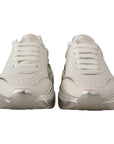 Dolce & Gabbana White Silver Leather Daymaster Sneakers Shoes