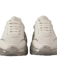 Dolce & Gabbana White Silver Leather Daymaster Sneakers Shoes